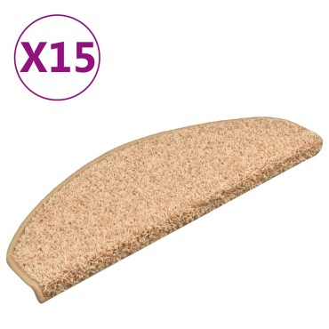 vidaXL Πατάκια Σκαλιών 15 τεμ. Χρυσά Ημίστρογγυλά Μεγάλα 65x21x4 εκ.