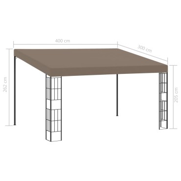 vidaXL Κιόσκι Επιτοίχιο Taupe 4 x 3 μ. Υφασμάτινο