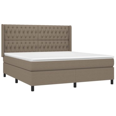 vidaXL Κρεβάτι Boxspring με Στρώμα & LED Taupe 180x200 εκ. Υφασμάτινο