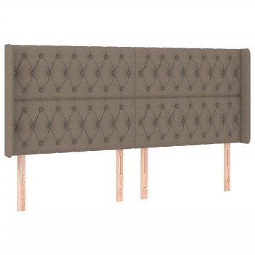 vidaXL Κρεβάτι Boxspring με Στρώμα & LED Taupe 180x200 εκ. Υφασμάτινο