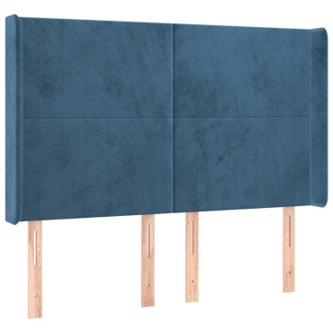 vidaXL Κρεβάτι Boxspring με Στρώμα & LED Σκ. Μπλε 140x190εκ. Βελούδινο