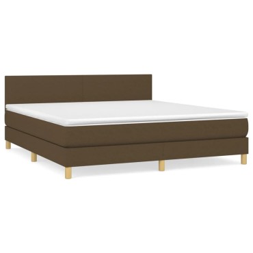 vidaXL Κρεβάτι Boxspring με Στρώμα Σκούρο Καφέ 160x200 εκ Υφασμάτινο