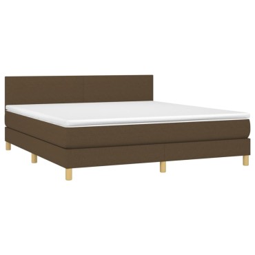vidaXL Κρεβάτι Boxspring με Στρώμα Σκούρο Καφέ 160x200 εκ Υφασμάτινο