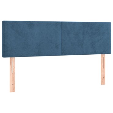 vidaXL Κρεβάτι Boxspring με Στρώμα Σκούρο Μπλε 140x190 εκ. Βελούδινο