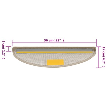 vidaXL Πατάκια Σκάλας 15 τεμ. Χρώμα Taupe 56 x 17 x 3 εκ.