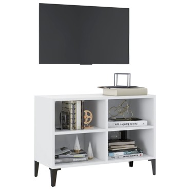 vidaXL Έπιπλο Τηλεόρασης Καπνιστή Λευκό 69,5x30x50cm Μεταλλικά Πόδια