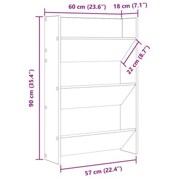 vidaXL Παπουτσοθήκες Τοίχου 2 τεμ. Sonoma Δρυς 60x18x90cm Μοριοσανίδα