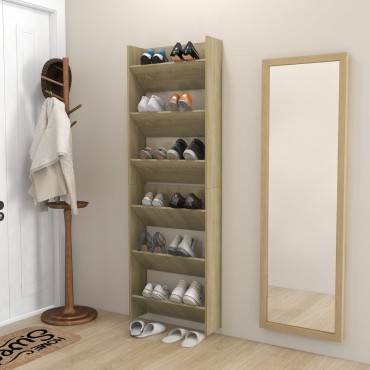vidaXL Παπουτσοθήκες Τοίχου 2 τεμ. Sonoma Δρυς 60x18x90cm Μοριοσανίδα