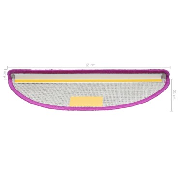 vidaXL Πατάκια Σκάλας Μοκέτα 15 τεμ. Βιολετί 65 x 21 x 4 εκ.