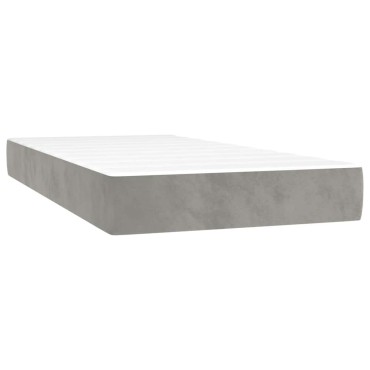 vidaXL Κρεβάτι Boxspring με Στρώμα & LED Αν.Γκρι 120x190εκ. Βελούδινο