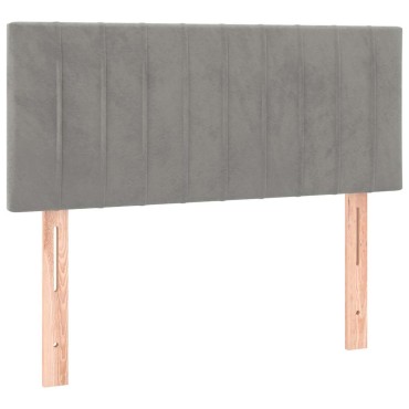vidaXL Κρεβάτι Boxspring με Στρώμα & LED Αν.Γκρι 120x190εκ. Βελούδινο