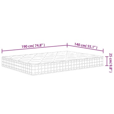 vidaXL Στρώμα με Pocket Springs Μεσαία Σκληρότητα 140x190cm 1 τεμ. - Διπλό