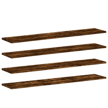 vidaXL Ράφια Τοίχου 4 τεμ. Καπνιστή Δρυς 100x20x1,5cm Επεξεργ. Ξύλο