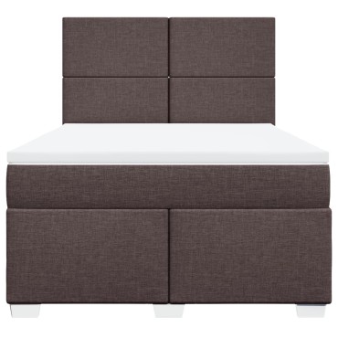 vidaXL Κρεβάτι Boxspring με Στρώμα Σκούρο Καφέ 160x200 εκ Υφασμάτινο