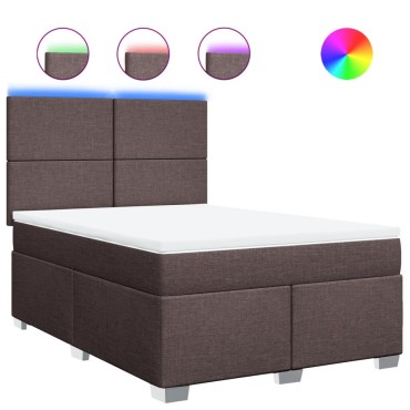 vidaXL Κρεβάτι Boxspring με Στρώμα Σκούρο Καφέ 160x200 εκ Υφασμάτινο
