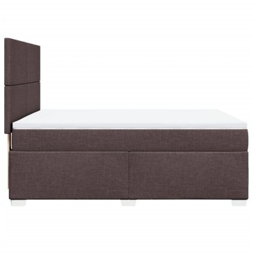 vidaXL Κρεβάτι Boxspring με Στρώμα Σκούρο Καφέ 160x200 εκ Υφασμάτινο