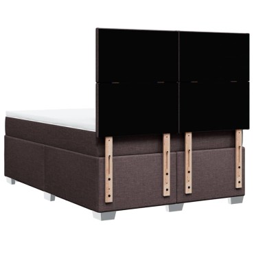 vidaXL Κρεβάτι Boxspring με Στρώμα Σκούρο Καφέ 160x200 εκ Υφασμάτινο