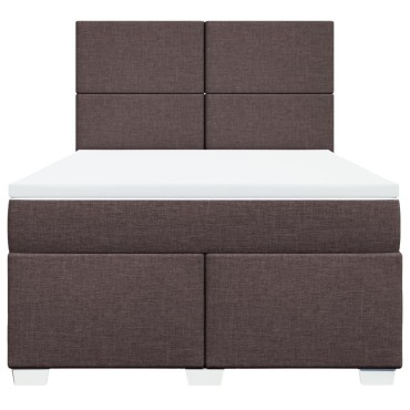vidaXL Κρεβάτι Boxspring με Στρώμα Σκούρο Καφέ 160x200 εκ Υφασμάτινο