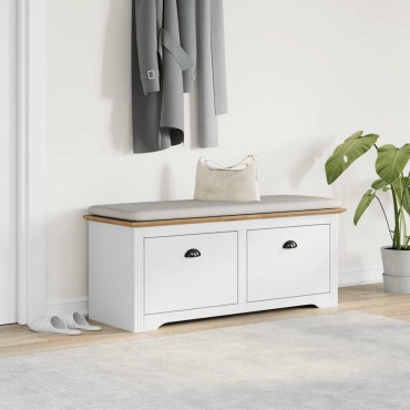 Πάγκος διαδρόμου vidaXL BODO Λευκό και καφέ 114x40x45cm
