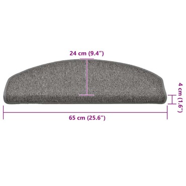 vidaXL Πατάκια για σκάλες 30 τεμάχια Σκούρο Γκρι 65x24x4 εκ.