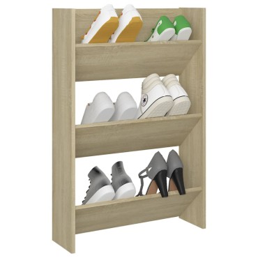 vidaXL Παπουτσοθήκη Τοίχου Sonoma Δρυς 60x18x90cm Μοριοσανίδα