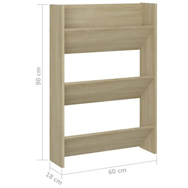 vidaXL Παπουτσοθήκη Τοίχου Sonoma Δρυς 60x18x90cm Μοριοσανίδα