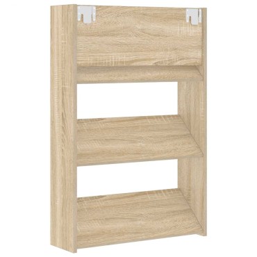 vidaXL Παπουτσοθήκη Τοίχου Sonoma Δρυς 60x18x90cm Μοριοσανίδα