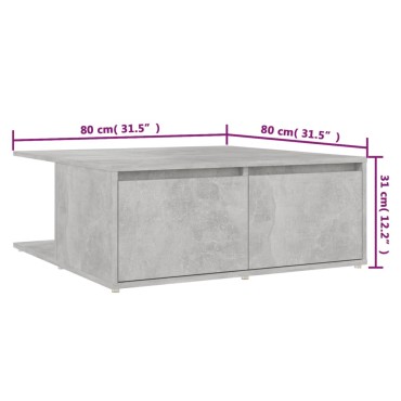 vidaXL Τραπεζάκι Σαλονιού Γκρι Σκυρ. 80x80x31cm Μοριοσανίδα 1 τεμ.