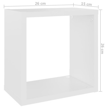 vidaXL Ράφια Κύβοι Τοίχου 2 τεμ. Λευκά 26x15x26cm