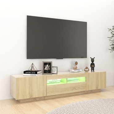 vidaXL Έπιπλο Τηλεόρασης με LED Sonoma Δρυς 180x35x40cm