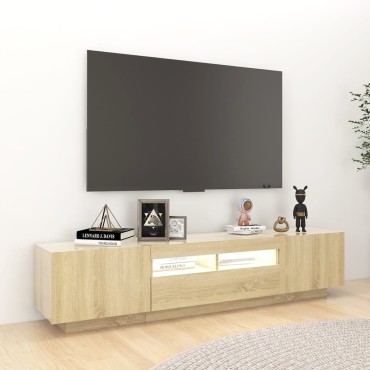 vidaXL Έπιπλο Τηλεόρασης με LED Sonoma Δρυς 180x35x40cm