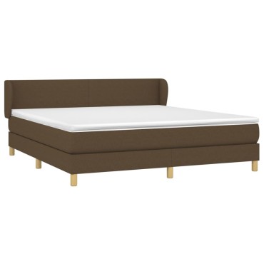 vidaXL Κρεβάτι Boxspring με Στρώμα Σκούρο Καφέ 160x200 εκ Υφασμάτινο