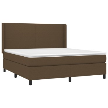 vidaXL Κρεβάτι Boxspring με Στρώμα Σκούρο Καφέ 160x200 εκ Υφασμάτινο