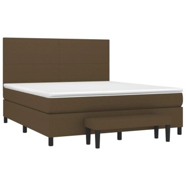 vidaXL Κρεβάτι Boxspring με Στρώμα Σκούρο Καφέ 160x200 εκ Υφασμάτινο