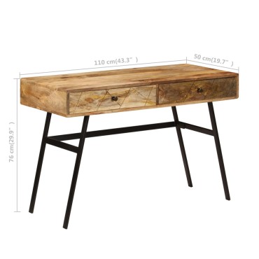 vidaXL Γραφείο με Συρτάρια 110x50x76cm από Μασίφ Ξύλο Μάνγκο 1 τεμ.