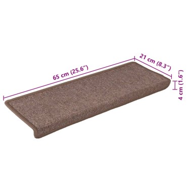 vidaXL Πατάκια Σκάλας Μοκέτα 15 τεμ. Καφέ 65x21x4 εκ.