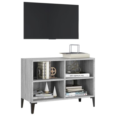 vidaXL Έπιπλο Τηλεόρασης Γκρι Sonoma 69,5x30x50cm με Μεταλλικά Πόδια