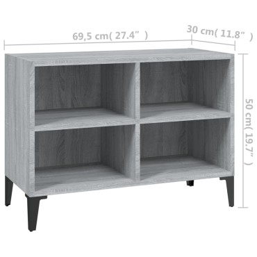 vidaXL Έπιπλο Τηλεόρασης Γκρι Sonoma 69,5x30x50cm με Μεταλλικά Πόδια