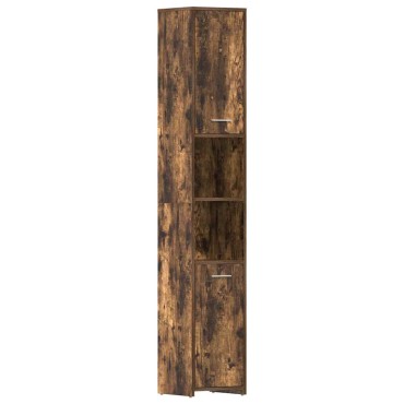 vidaXL Ντουλάπι Μπάνιου Καπνιστή Δρυς 30x30x183,5cm Επεξεργ. Ξύλο