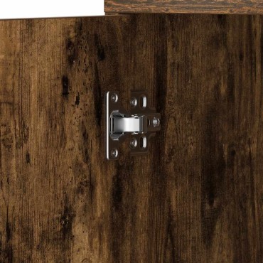 vidaXL Ντουλάπι Μπάνιου Καπνιστή Δρυς 30x30x183,5cm Επεξεργ. Ξύλο