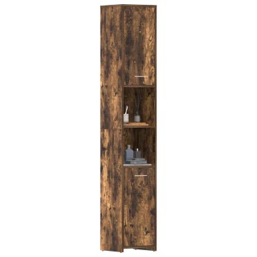 vidaXL Ντουλάπι Μπάνιου Καπνιστή Δρυς 30x30x183,5cm Επεξεργ. Ξύλο