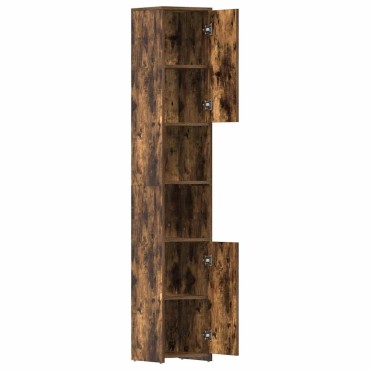 vidaXL Ντουλάπι Μπάνιου Καπνιστή Δρυς 30x30x183,5cm Επεξεργ. Ξύλο