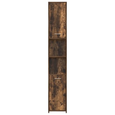 vidaXL Ντουλάπι Μπάνιου Καπνιστή Δρυς 30x30x183,5cm Επεξεργ. Ξύλο