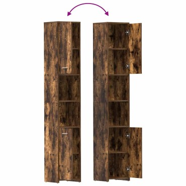 vidaXL Ντουλάπι Μπάνιου Καπνιστή Δρυς 30x30x183,5cm Επεξεργ. Ξύλο