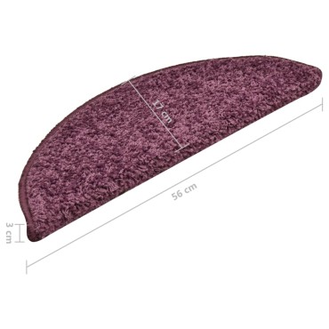 vidaXL Πατάκια Σκάλας Μοκέτα 15 τεμ. Σκούρο Μοβ 56 x 17 x 3 εκ.