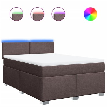 vidaXL Κρεβάτι Boxspring με Στρώμα Σκούρο Καφέ 160x200 εκ Υφασμάτινο