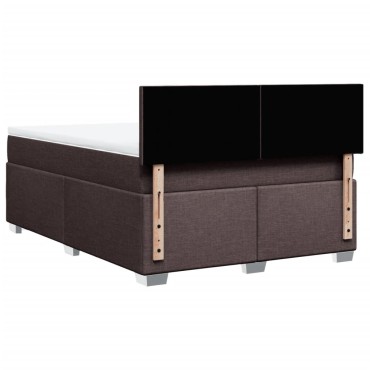 vidaXL Κρεβάτι Boxspring με Στρώμα Σκούρο Καφέ 160x200 εκ Υφασμάτινο