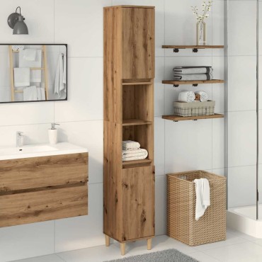vidaXL Ντουλάπι μπάνιου Δρυς τεχνίτης 30x30x190cm Κατασκευασμένο ξύλο 1 τεμ.