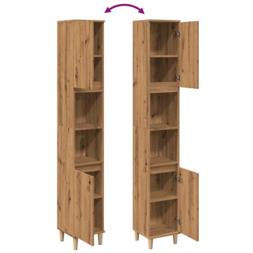 vidaXL Ντουλάπι μπάνιου Δρυς τεχνίτης 30x30x190cm Κατασκευασμένο ξύλο 1 τεμ.