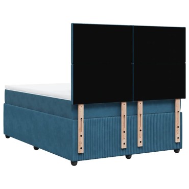 vidaXL Κρεβάτι Boxspring με Στρώμα Σκούρο Μπλε 140x190 εκ. Βελούδινο